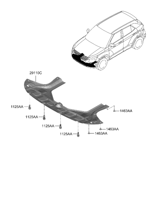 2018 Hyundai Kona Panel Assembly-Under Cover Diagram for 29110-K2000