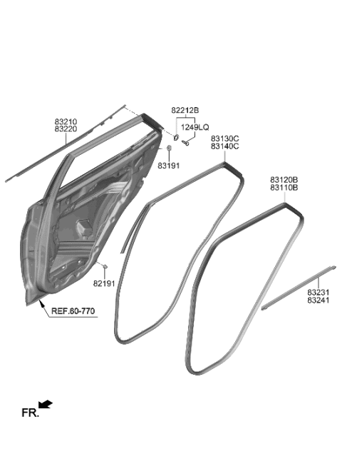 2023 Hyundai Venue W/STRIP Assembly-RR Dr Side RH Diagram for 83140-K2000