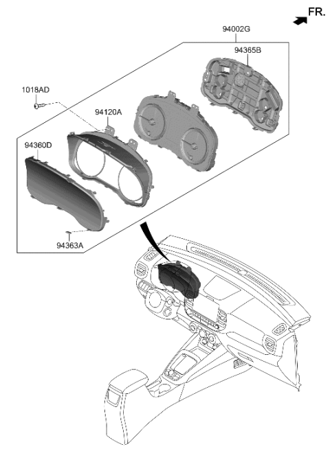 2022 Hyundai Kona N Cluster Assembly-Instrument Diagram for 94011-K2080