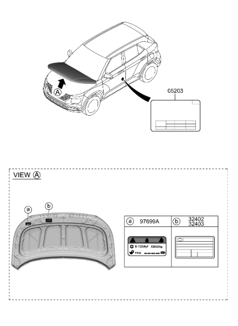2007 Hyundai Elantra Label-Refrigerant Diagram for 97699-F2000