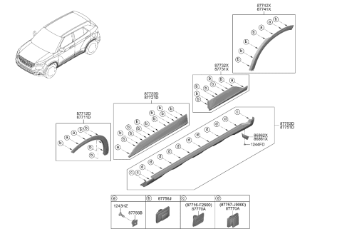 2023 Hyundai Venue Body Side Moulding Diagram