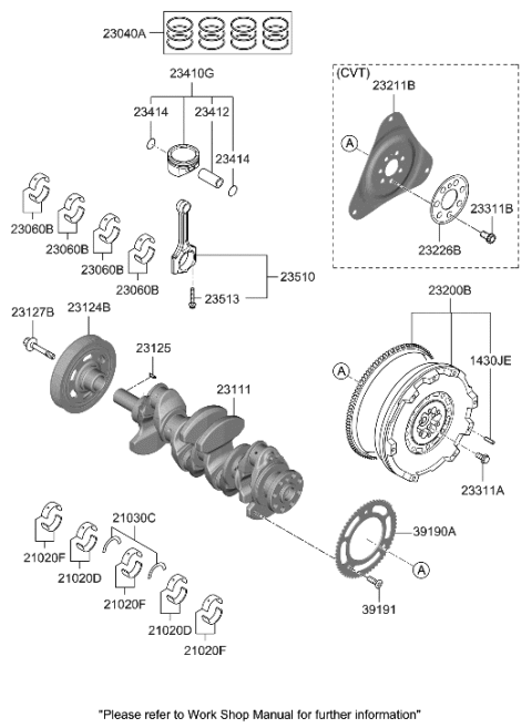 2018 Hyundai Kona Ring Set-Piston Diagram for 23040-2M000