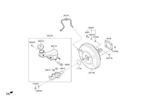 2022 Hyundai Venue Brake Master Cylinder & Booster Diagram