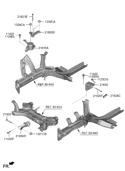 2018 Hyundai Kona Engine Mounting Bracket Assembly Diagram for 21810-K2300