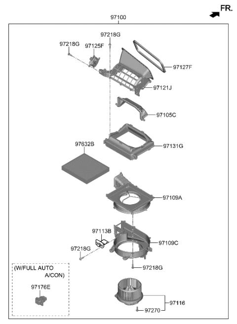 2022 Hyundai Venue Blower Unit Diagram for 97100-K2010