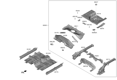 2007 Hyundai Elantra MBR Assembly-RR FLR FR Cross COMPL Diagram for 65610-K2000