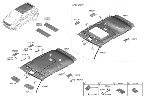 2022 Hyundai Venue Sunvisor & Head Lining Diagram