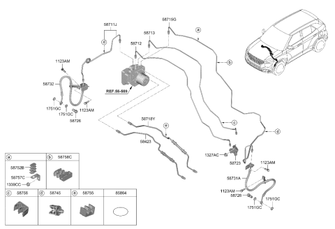 2023 Hyundai Kona Electric Hose-Brake Front,RH Diagram for 58732-K2000