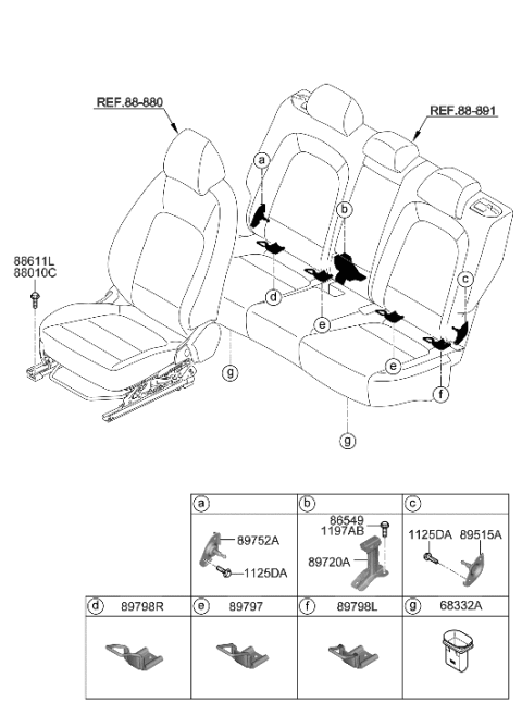 2021 Hyundai Venue Hinge Assembly-Rear Seat Back Side Diagram for 89T20-K2000