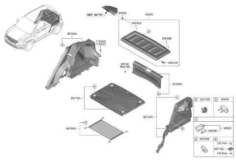 2023 Hyundai Venue Trim Assembly-Covering Shelf Ctr Diagram for 85930-K2000-NNB