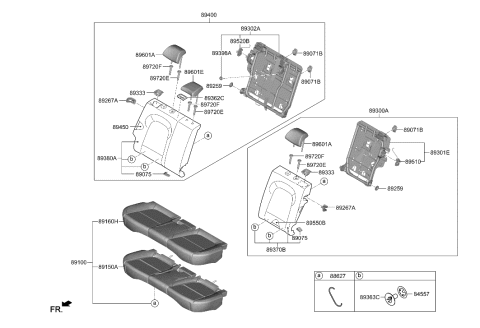 2023 Hyundai Venue Rear Seat Cushion Covering Assembly Diagram for 89160-K2100-XDF