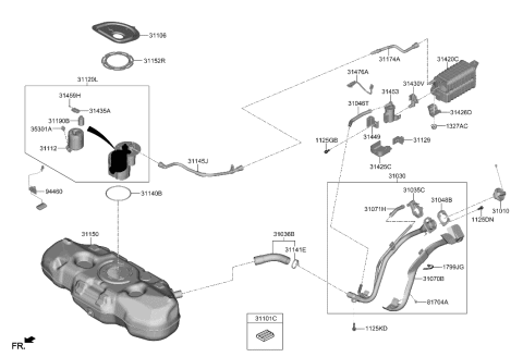 2022 Hyundai Venue Fuel Pump Sender Assembly Diagram for 94460-K2500