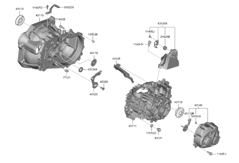 2023 Hyundai Kona Electric Case-Manual Transmission Diagram for 43111-26600