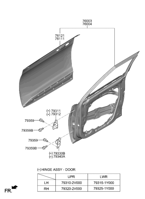 2023 Hyundai Kona Electric Hinge Assembly-Front Door,LH Diagram for 79310-2V000