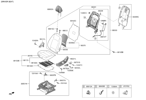 2023 Hyundai Venue Front Left-Hand Seat Back Covering Assembly Diagram for 88360-K2160-XDJ