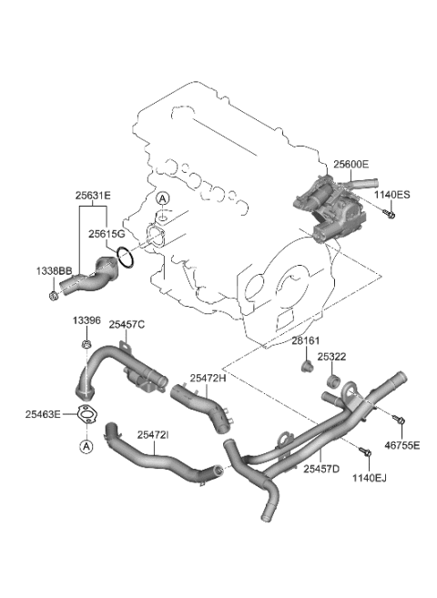 2023 Hyundai Venue Coolant Pipe & Hose Diagram