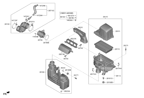 2021 Hyundai Venue Air Cleaner Filter Diagram for 28113-K2100