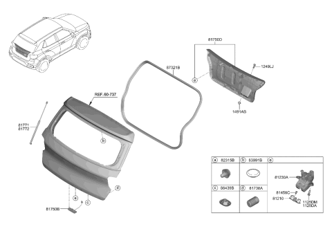 2021 Hyundai Venue Bumper-T/GATE OVERSLAM Diagram for 81738-K2000