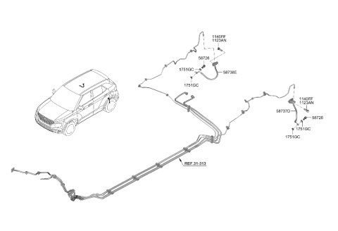 2007 Hyundai Elantra Hose-Brake Rear,LH Diagram for 58737-K2300