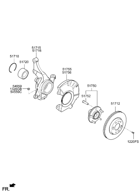 2007 Hyundai Elantra Knuckle-Front Axle,LH Diagram for 51715-K2000