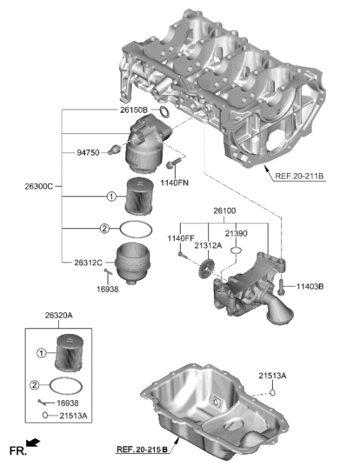 2023 Hyundai Venue Front Case & Oil Filter Diagram