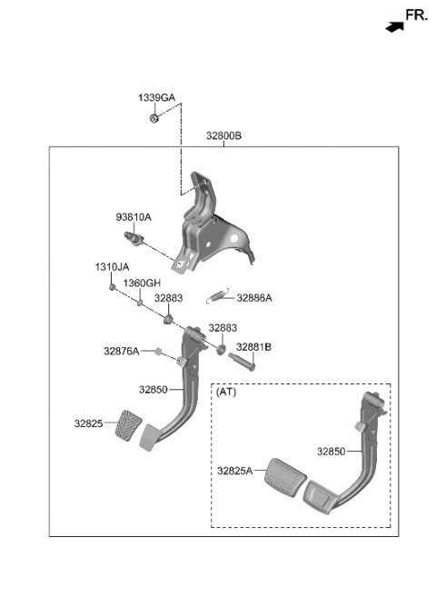 2020 Hyundai Venue Brake & Clutch Pedal Diagram 1