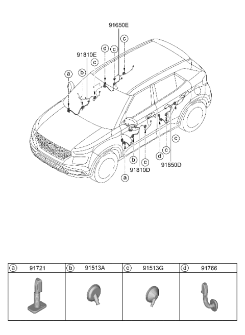2022 Hyundai Venue Wiring Assembly-FR Dr(Driver) Diagram for 91602-K2750