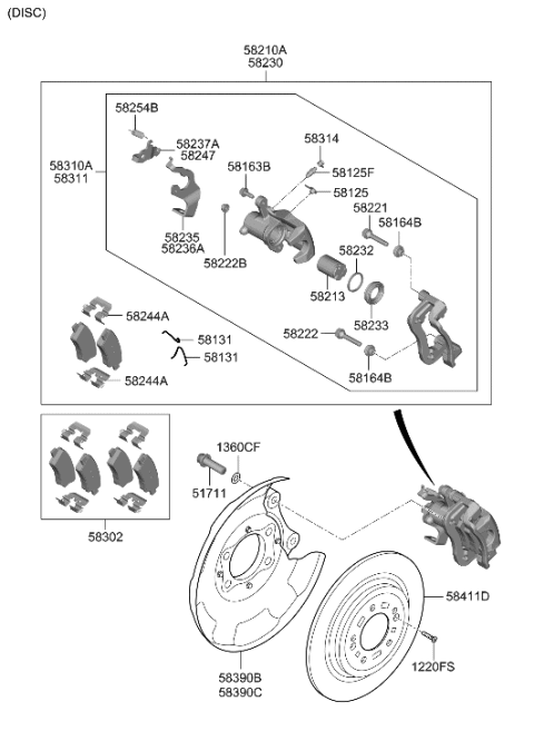 2021 Hyundai Venue Spring-Return,LH Diagram for 58254-G2300