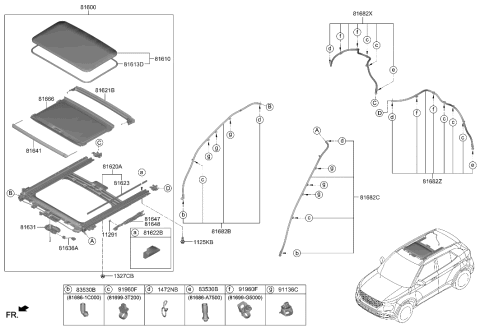 2021 Hyundai Venue Guide Assembly-Sunroof Rear,LH Diagram for 81647-J6000