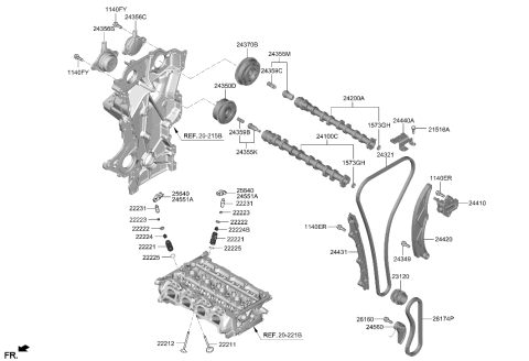 2018 Hyundai Kona TENSIONER Assembly-VLV Timing Belt Diagram for 24410-2M013