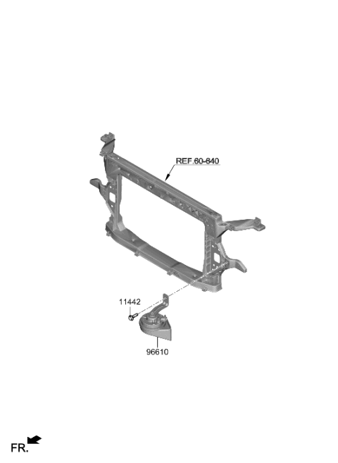 2022 Hyundai Venue Horn Assembly-Low Pitch Diagram for 96611-K2000