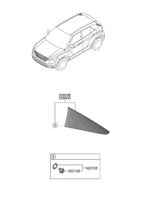 2020 Hyundai Venue Quarter Window Diagram