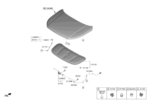 2022 Hyundai Venue Cable Assembly-Hood Latch Release Diagram for 81190-K2000