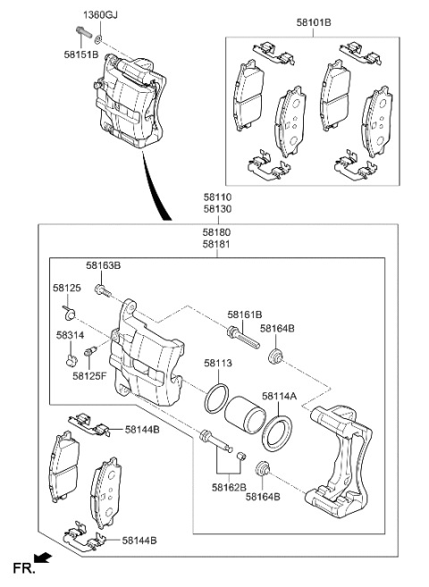 2021 Hyundai Venue Brake Assembly-FR,RH Diagram for 58130-K2000