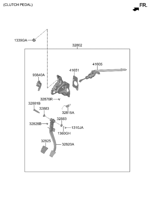 2021 Hyundai Venue Pedal Assembly-Clutch Diagram for 32802-K2100