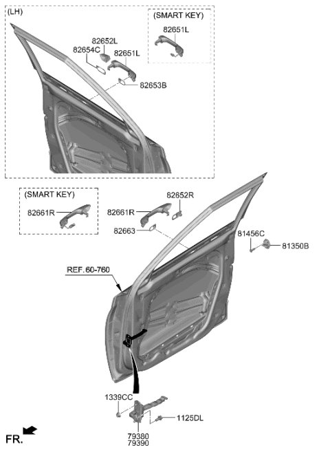 2020 Hyundai Venue Pad-FR Dr O/S HDL Cover,LH Diagram for 82654-K2000