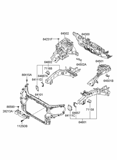 2010 Hyundai Santa Fe Bracket Assembly-Fem Mounting,RH Diagram for 64757-2B200