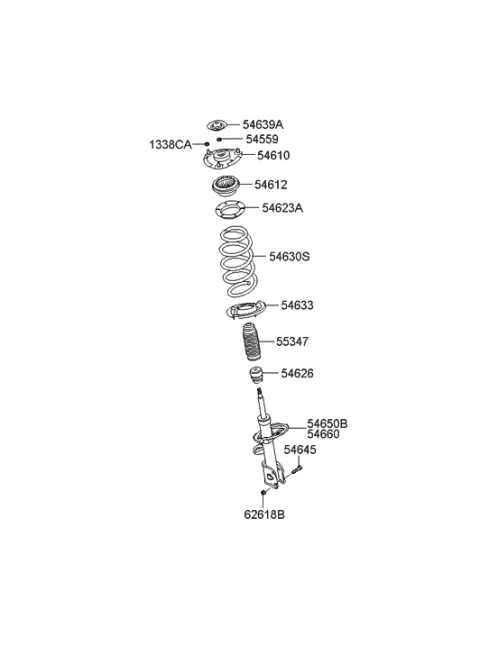 2009 Hyundai Santa Fe Front Spring & Strut Diagram