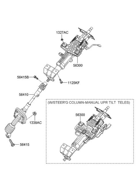 2009 Hyundai Santa Fe New Body Style Steering Column & Shaft Diagram