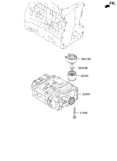 2010 Hyundai Santa Fe Front Case & Oil Filter Diagram 1