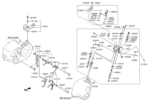 2009 Hyundai Santa Fe New Body Style Gear Shift Control-Manual Diagram