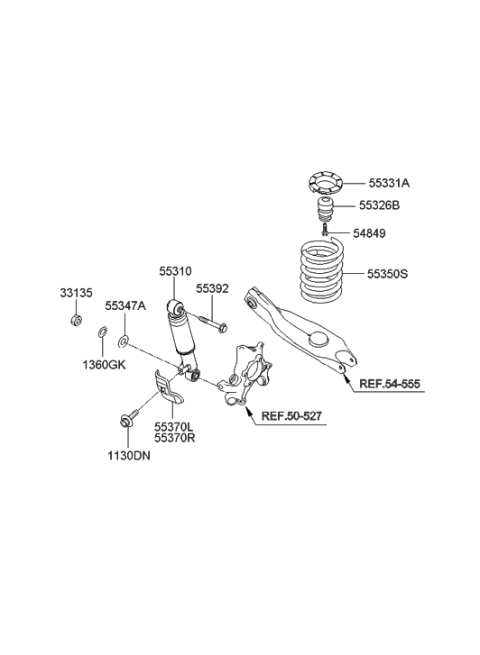 2009 Hyundai Santa Fe New Body Style Rear Spring & Strut Diagram