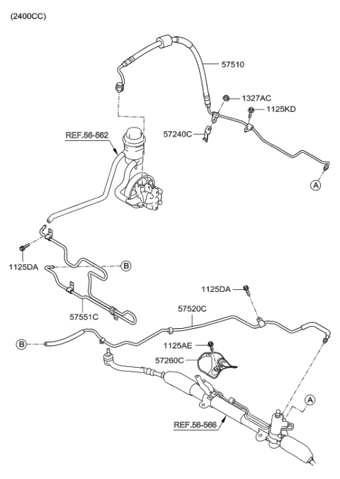 2010 Hyundai Santa Fe Hose Assembly-Power Steering Oil Pressure Diagram for 57510-2P350