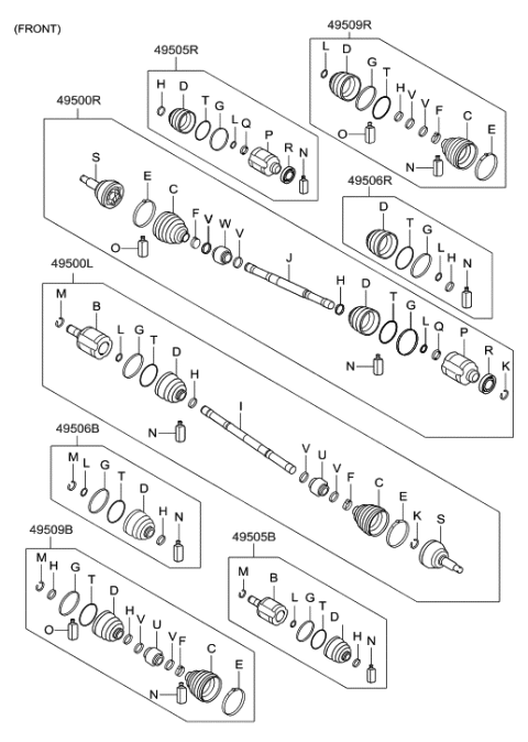 2009 Hyundai Santa Fe New Body Style Drive Shaft-Front Diagram 2