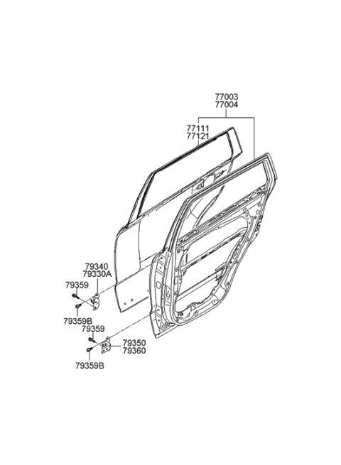 2009 Hyundai Santa Fe New Body Style Panel-Rear Door Diagram
