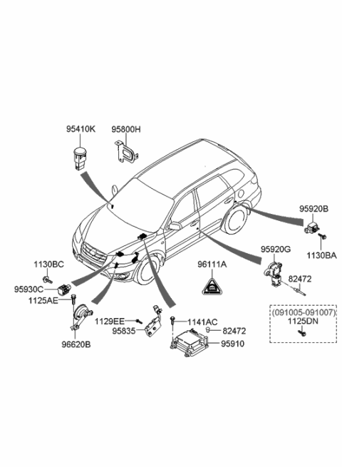 2021 Hyundai Venue Sensor Assembly-Side Impact Diagram for 95920-2B200