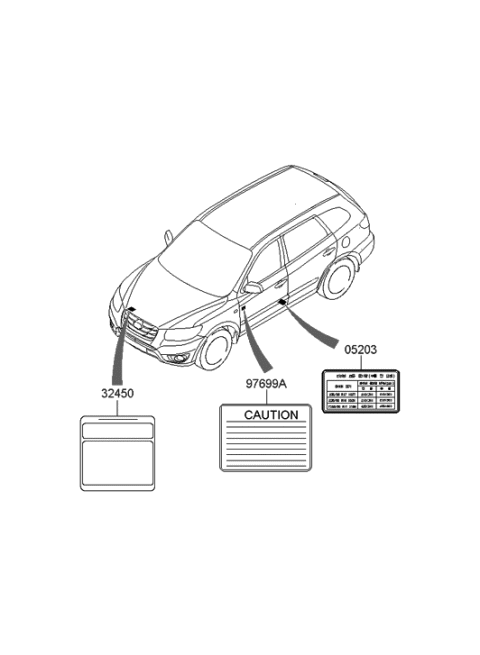 2009 Hyundai Santa Fe New Body Style Label Diagram 2