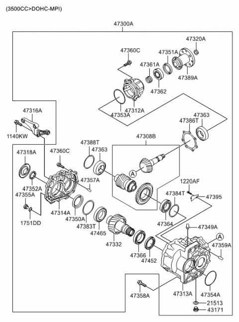 2010 Hyundai Sonata Case-Pinion Diagram for 47312-3B200