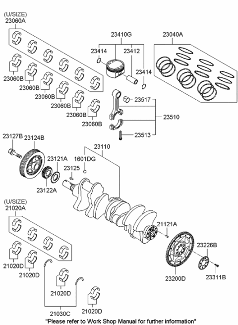 2009 Hyundai Santa Fe New Body Style Crankshaft & Piston Diagram 2