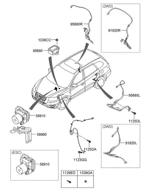2010 Hyundai Santa Fe Hydraulic Module Diagram for 58910-2B650